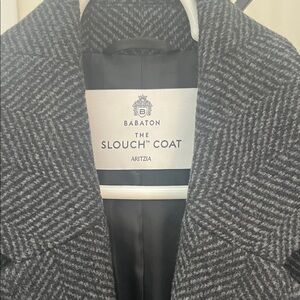 Babaton Herringbone Slouch Coat in Black and White